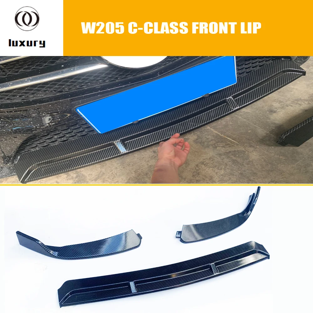 Черный Передний бампер ABS для Benz W205 C205 S205 C180 C200 C300 C43 с AMG посылка том седан купе 2019