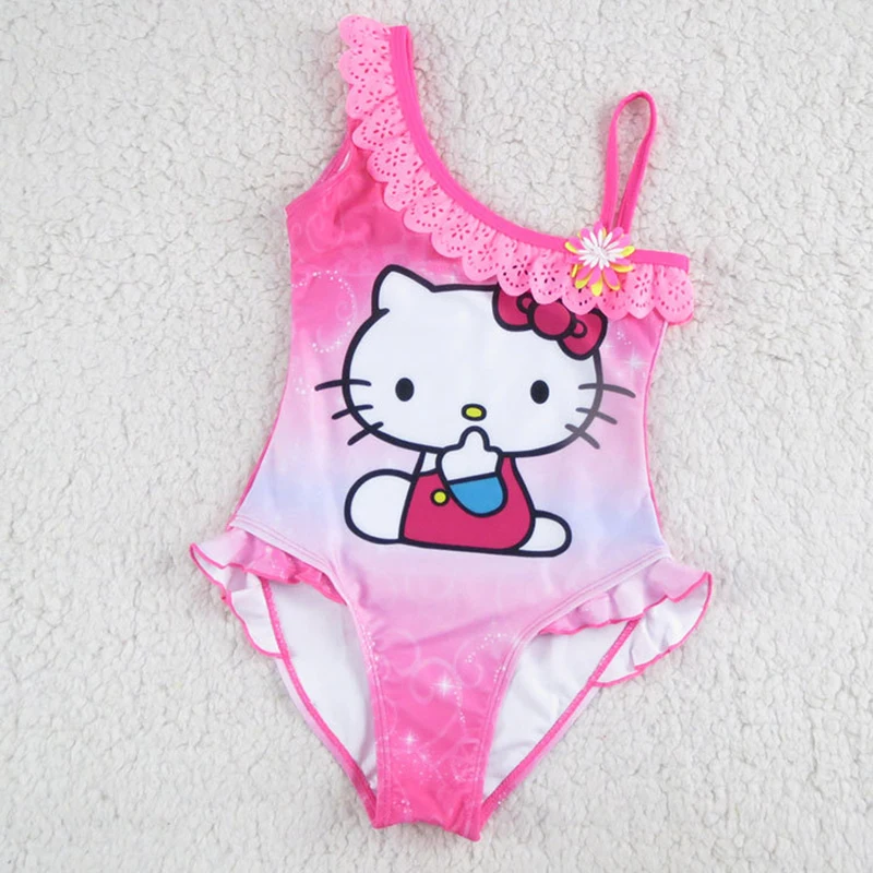New Hello Kitty Girl's Swimsuit For Children Swimwear One Piece
