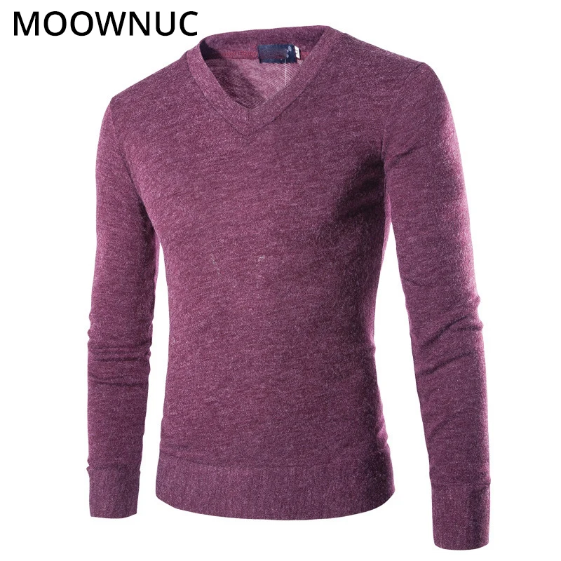 

Sweaters Pullover Men Homme Slim Keep Warm Solid Autumn Fashion Smart Casual Male Sweaters Bottoming shirt V-Neck MOOWNUC MWC