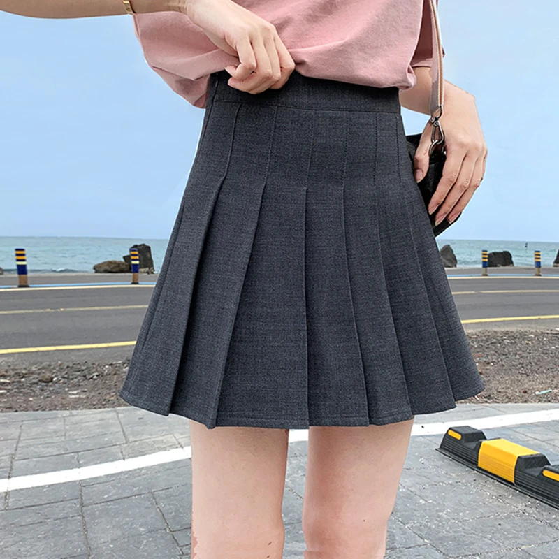 Sexy Womens Pleated Mini Skirt Schoolgirl Short Dress Cosplay Club Costume Solid Color Mini Skirts Faldas Mujer Moda plus size