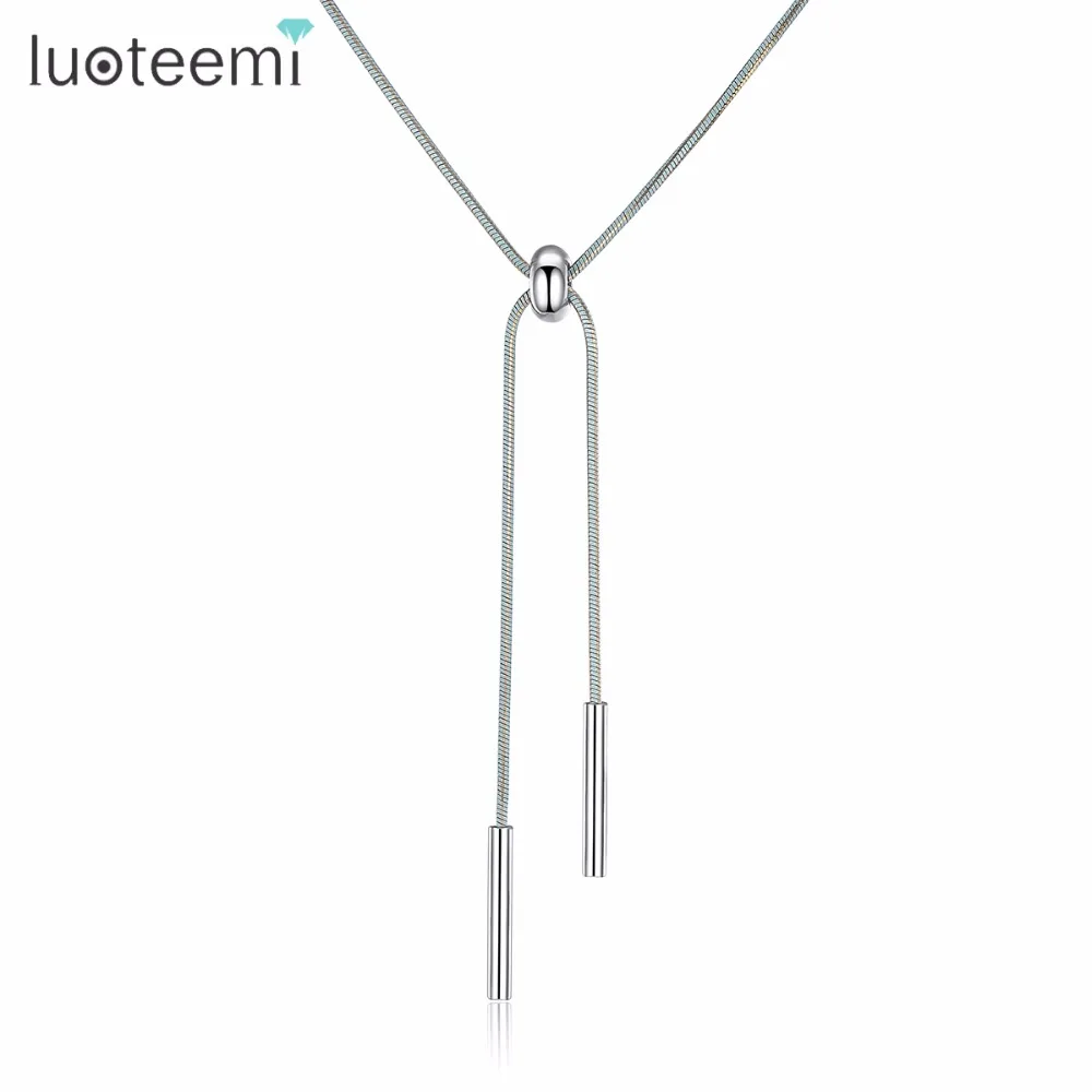 LUOTEEMI Новая Элегантная Цепочка в виде змеи длинные золотистые ожерелья стиле бохо