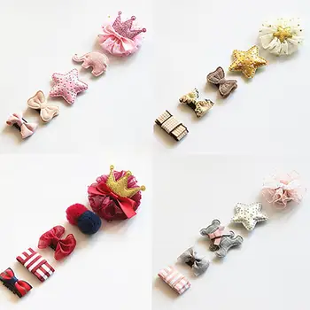 

5Pcs/set Cute Baby Hair Clips Glitter Crown Strip Bowknot Princess Handdmade Hairpins For Girls Newborn Infant Hair Accessories