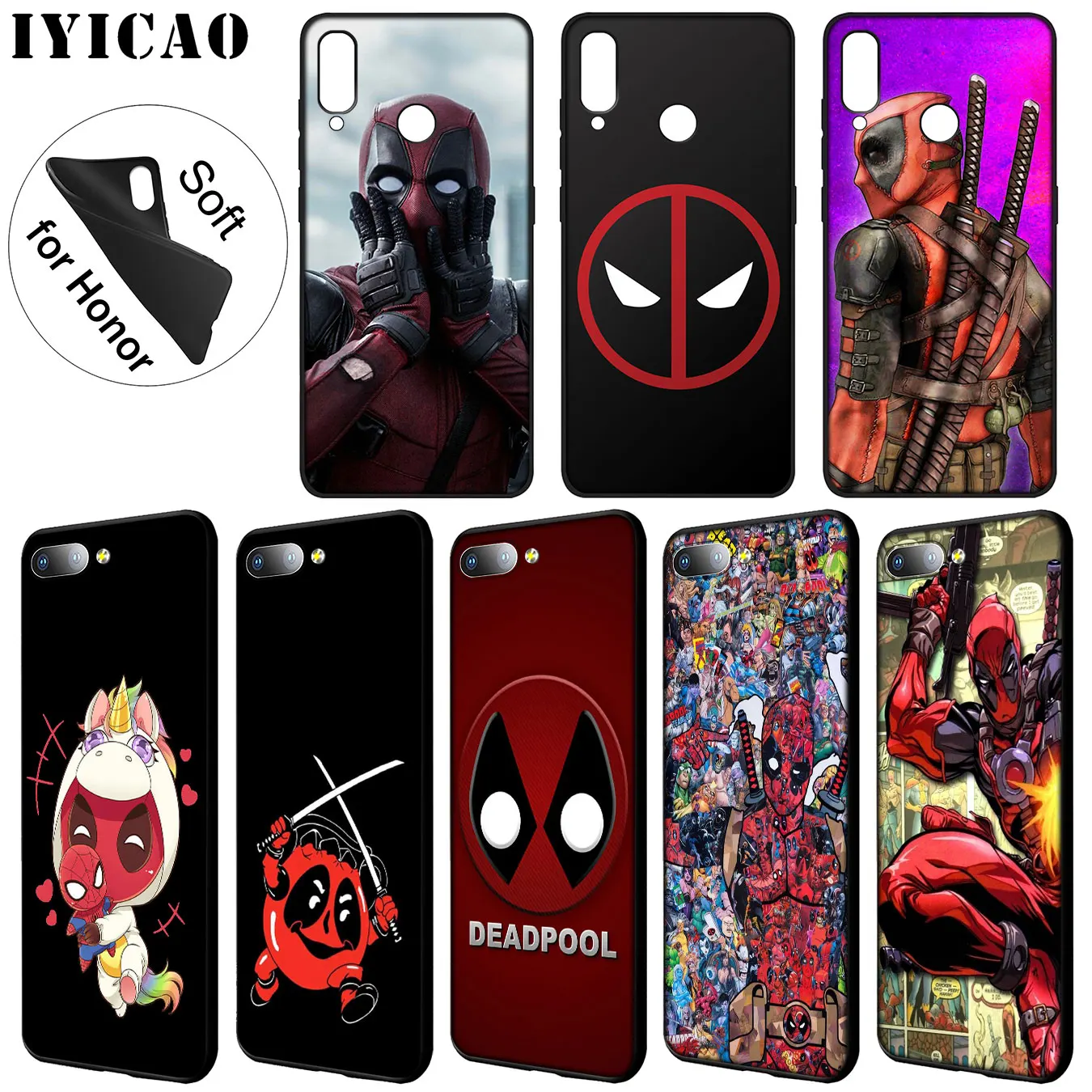 IYICAO Deadpool Marvel Мягкий силиконовый чехол для телефона Huawei Y9 Y7 Y6 Prime 2019 Honor 20 8C 8X 8 9 9X 10