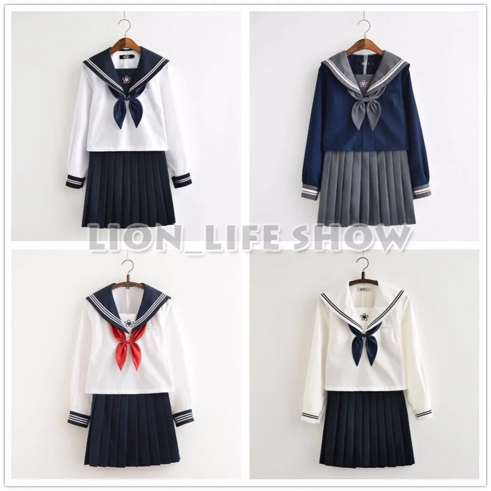 Japanese Sailor Uniform Women Girl JK Student Long Sleeve School