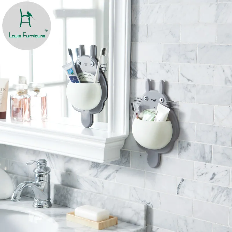 Louis Fashion Toilet Toothbrush Suction Wall Mounted Toothpaste Rack Multifunctional Cup Type |