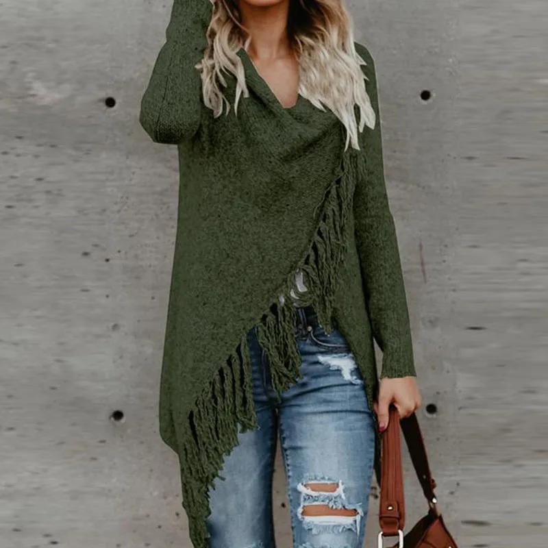 2018 Bohemian Winter Sweater Oversize Tassel Cardigan Long Sleeve Multicolor Casual Sweaters Loose Knitting Robes