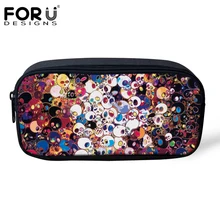 FORUDESIGNS/Модная женская косметичка, косметички, милые Мультяшные принты с черепами, Детские Пеналы, школьные принадлежности, пеналы