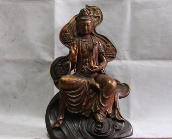 

16" Tibet Buddhism Copper Bronze Free Guanyin Bodhisattva Kwan-yin Buddha Statue