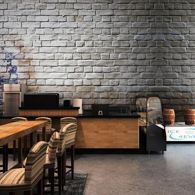 Custom Size Photo Retro Gray Brick Wall Pattern Wallpaper Bedroom Custom Size Photo Retro Gray Brick Wall Pattern Wallpaper Bedroom Studio Lounge Restaurant Bar Cafe Mural