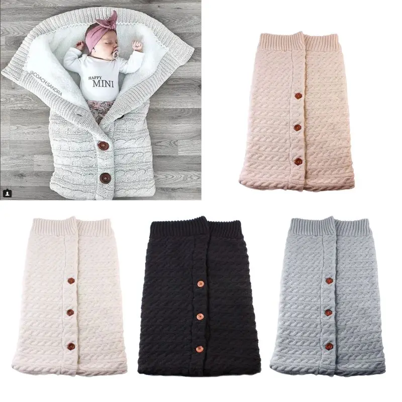 

Warm Baby Blanket Soft Baby Sleeping Bag Footmuff Cotton Knitting Envelope Newborn Swadding Wrap Stroller Accessories Sleepsacks