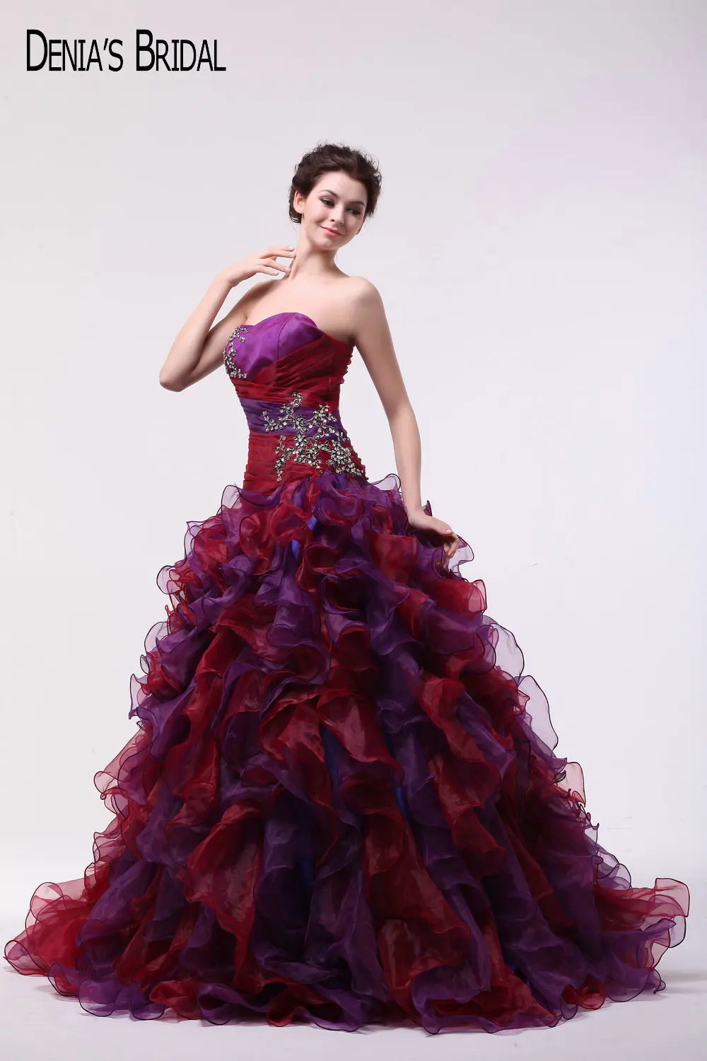 red violet gown