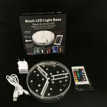 10 шт. DHL перезаряжаемая батарея высокого качества с дистанционным управлением 6 дюймов Многоцветный Серебряный Светодиодный свет база для свадьбы Настольная Ваза лампа