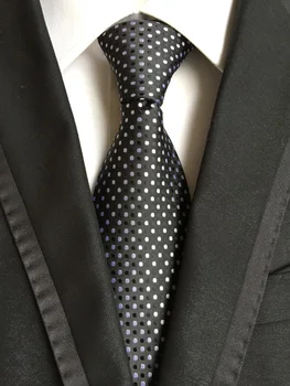 

8cm New Arrival Men Formal Tie Black Dots Spots Necktie Top Quality Woven Ties
