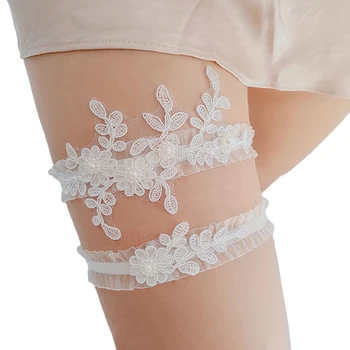 

Elegant Women Lace Mesh Belt Sexy Floral Lace Garter For Bride Party Wedding Leg Rings Wedding Accessories
