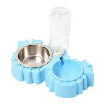 

Automatic Drinker Double Bowl Pet Slow Eating Double Bowl Non Slip Pet Feeding Bowl with Water Bottle