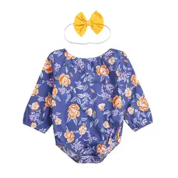 Детская одежда для девочки 2019 принцесса цветочный детская одежда, боди пляжный костюм вечерние Для Детский комбинезон + повязка на голову
