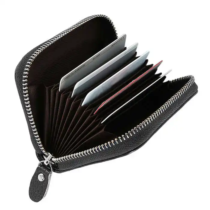 

Leather cards Wallets Small Pillow Purse Zipper Credit Card Bag Case for rfid id business cardholder mini bus purses protect