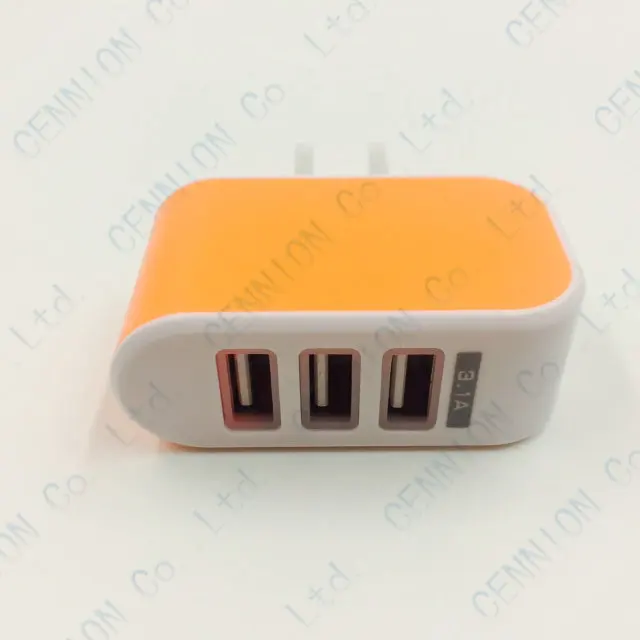 

Hook face 3 USB Wall Charger travel Metal AC Power Adapter 5V 3.1A US 2 ports plug for iphone Samsung phone 1pcs