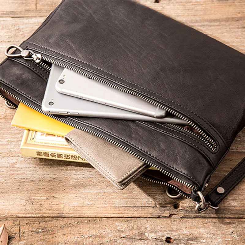 AETOO Men's Handbag Clutch Bag Envelope Men's Leather New Soft Leather Large Capacity Clutch Bag Messenger Bag Shoulder Bag