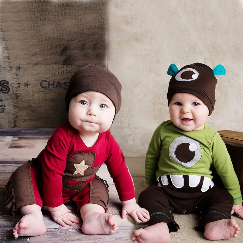 

[Bosudhsou.] FJ-20 Spring Baby Rompers + hat Clothes Newborn Boy Girl cotton Jumpsuit Children Clothing Sleepsuit