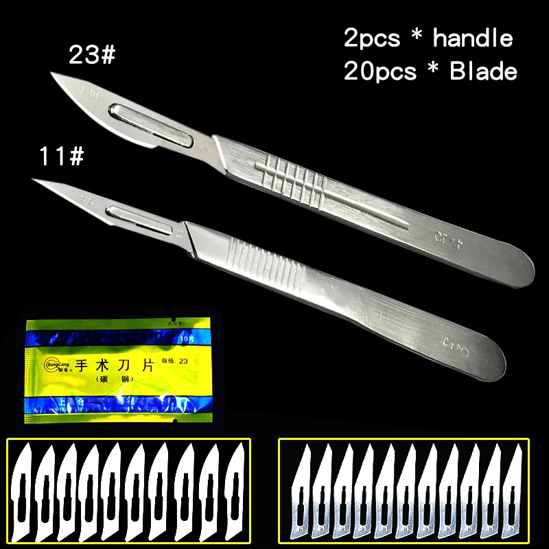 22pcs Disposable Animal Surgical Scalpel Knife stainless steel Surgical