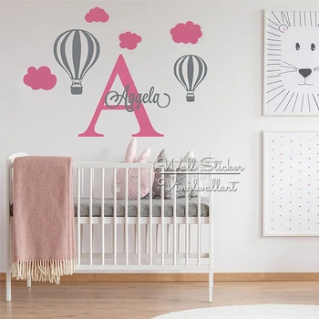 

Air Balloons Name Wall Sticker Lovely Name Wall Decal Children Room Girls Name Wall Stickers Baby Nursery Cut Vinyl Stickers C94
