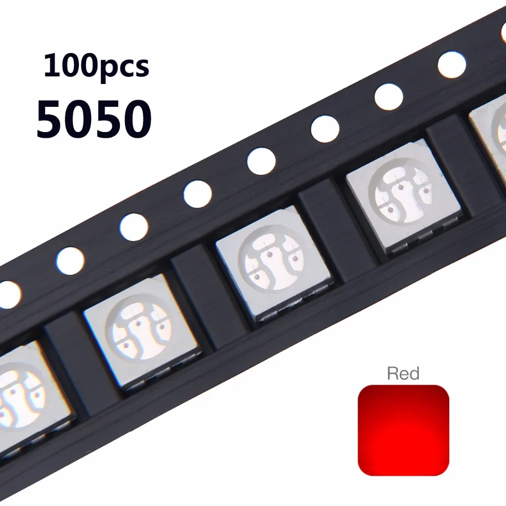 100 шт. 5050 светодиодный SMD чип красный поверхностный монтаж 60ма DC 2 в SMT бисер супер яркий светодиодный светильник излучающие диодные лампы электронные компоненты
