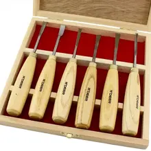 SunRed сделано в Гонконге Высокое качество 65# MN 6 шт. деревянные скульптурные долото резные инструменты с деревянной коробкой NO.RT-M106