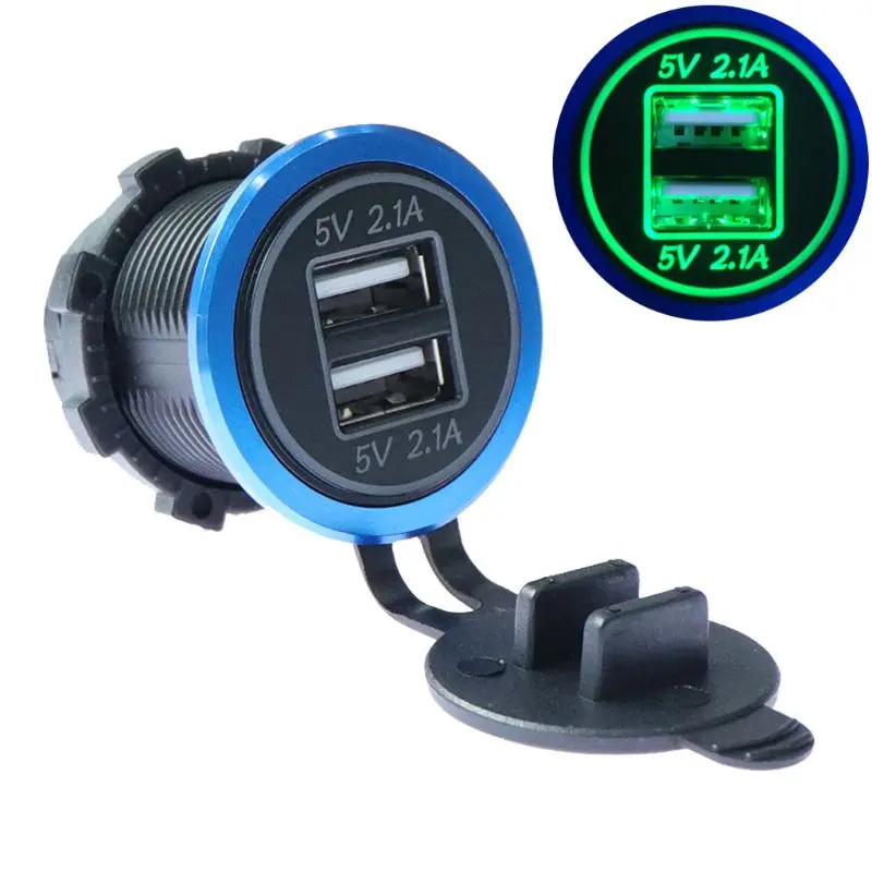  DIY 12V 24V Dual USB Auto Ladegerät Power Adapter Panel 5V 2.1A für iphone Auto Boot Marine handy G