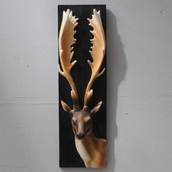 

American deer head animal head wall hanging creative retro three-dimensional porch hanging Arts Crafts wall sculpture decoration