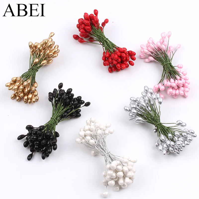 

4mm 50pieces Artificial Flower Stamen Foam Pistil for Cake Top Wedding Gift Decoration DIY Flower Handicraft Accessories