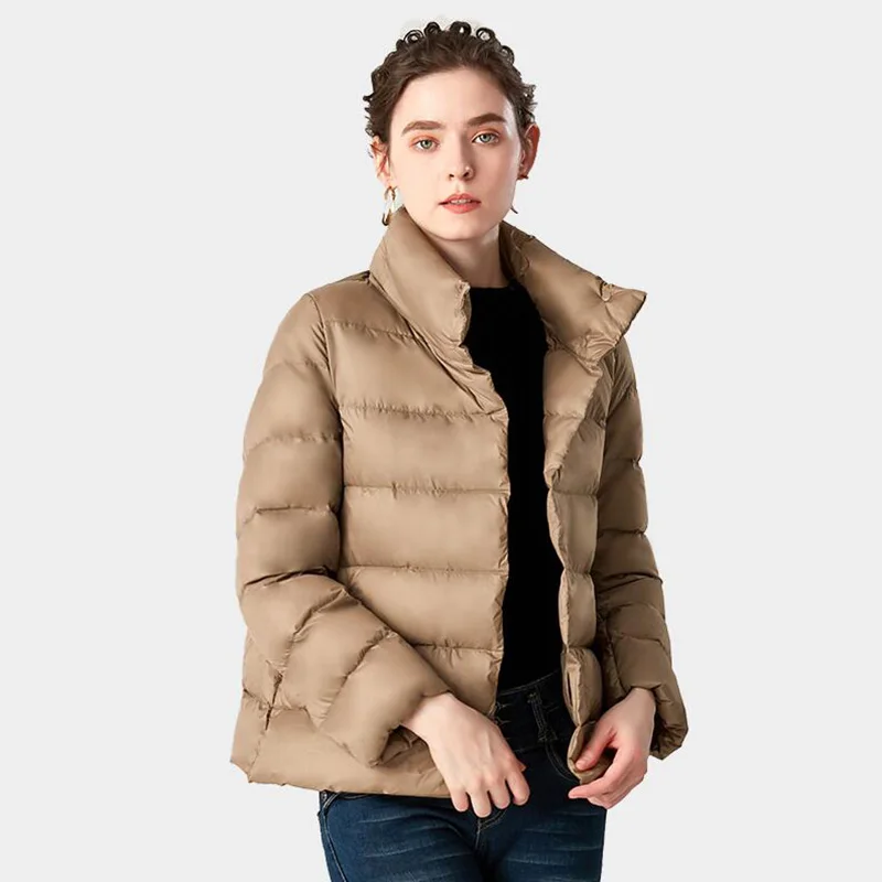 

Women Winter Jacket Down Coat Stand Collar Thin Light Down Parka Outerwear Warm Winter Clothing 2019 Duck Down Jacket LP051