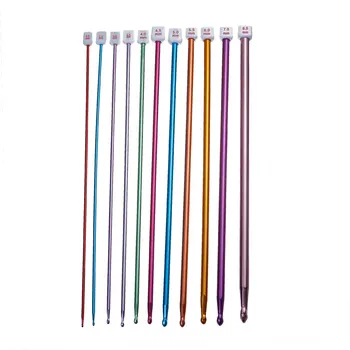 

11PCs/set 2-8mm Colorful Aluminum Crochet Hooks Afghan Knitting Needles Set Household Handmade Knitting Crochet Tool 27cm