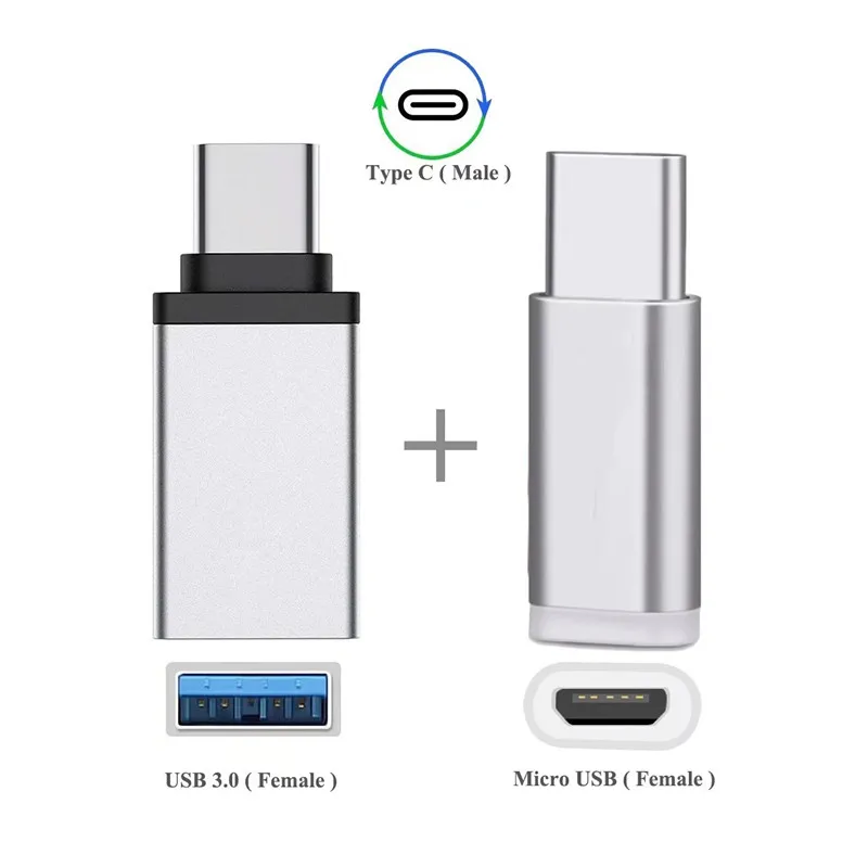 

2in1 Type C to USB OTG Adaptor + Type-C to Micro USB Adapter For Huawei Honor 8 Lenovo Zuk Edge Leeco Le 2 Accessories