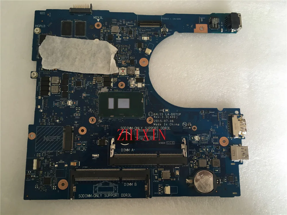 Yourui CN 0T66WJ LA D071P для DELL 5559 материнская плата портативного компьютера с SR2EY i5 6200U