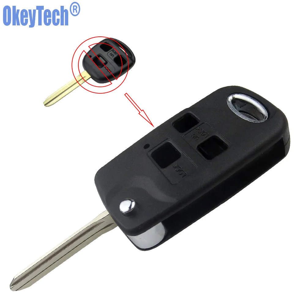 

OkeyTech 3 Button Replacement modified Folding flip key Remote Key Shell Fob For toyota corolla rav4 yaris avensis auris Camry
