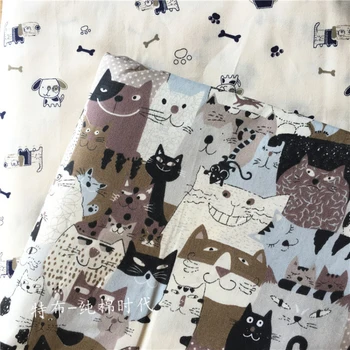 

2 meters length Black overlay cat cotton twill cotton cartoon lucky cat pet handmade bedding decorative fabric