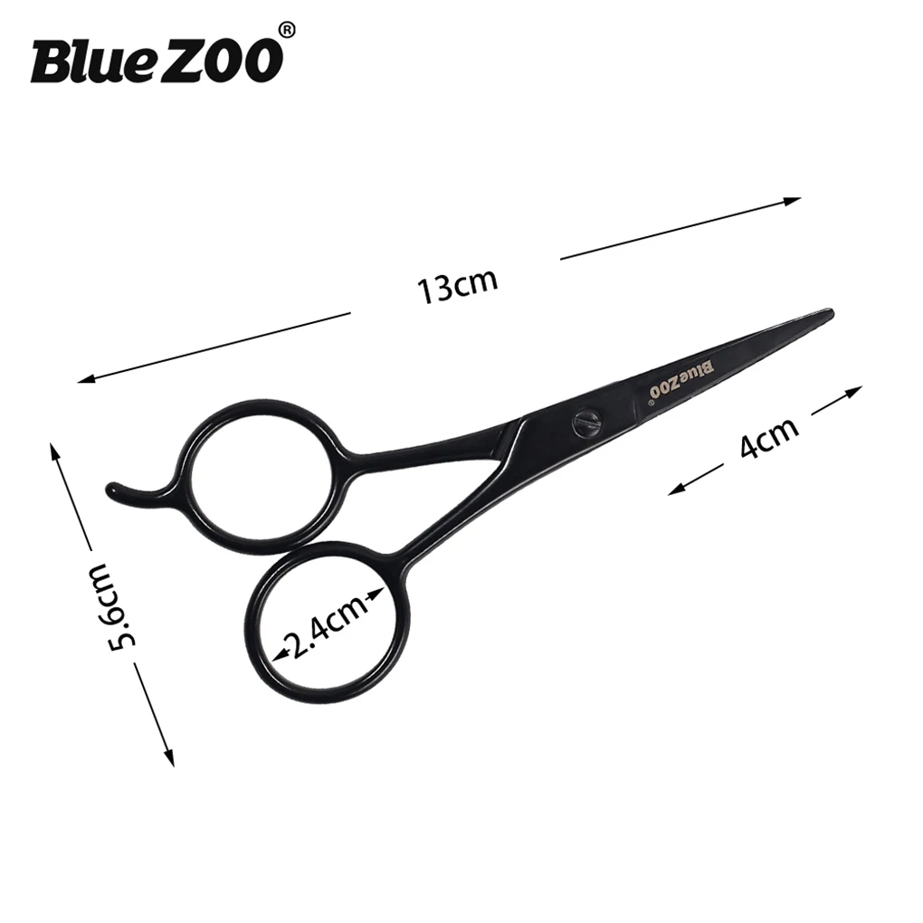 Cortapelos de 13cm para Barba y cejas, tijeras de pulgar de acero inoxidable, cortador de bigote, herramientas de modelado, zoológico azul, novedad de 2019