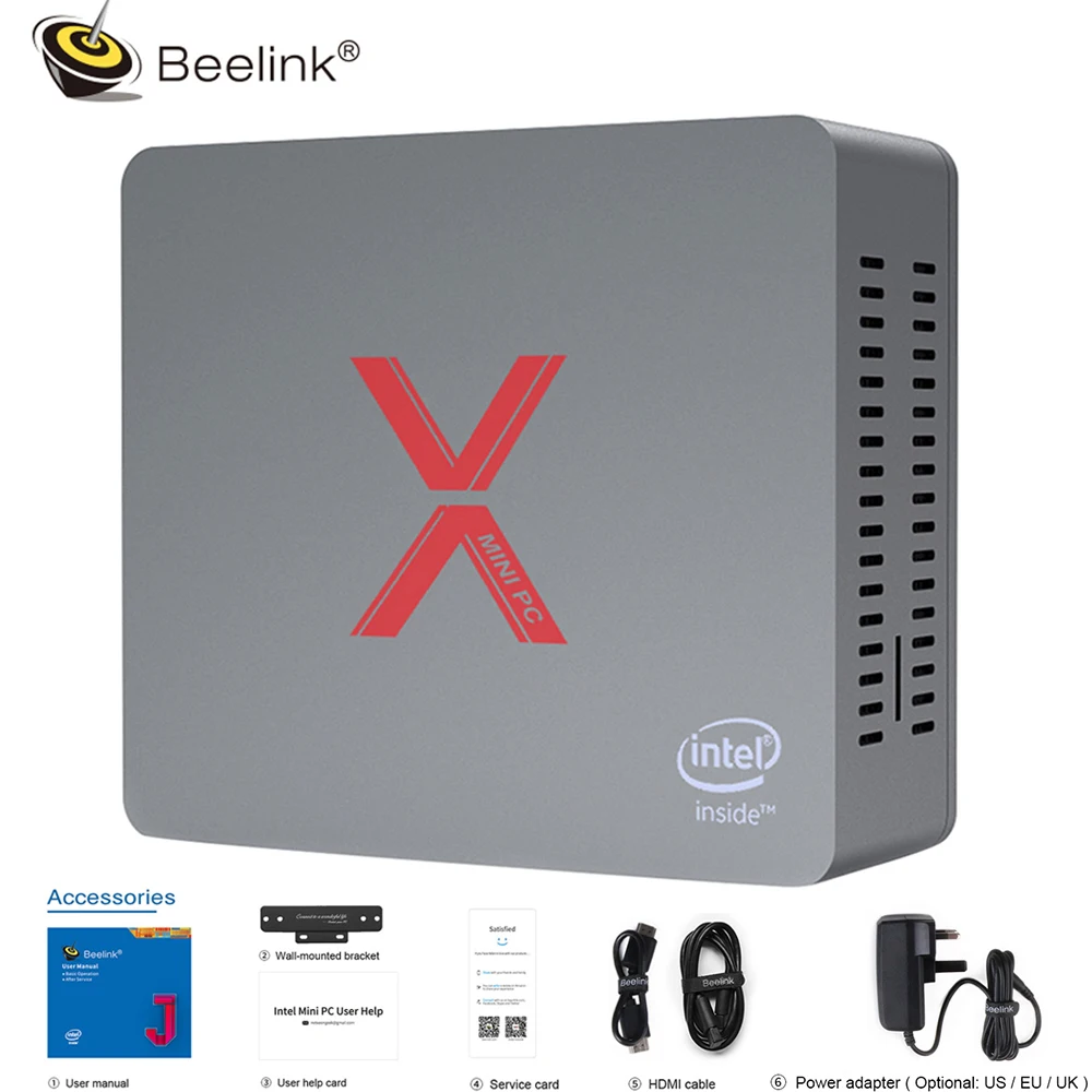 Мини ПК Beelink BT3 X 4 Гб LPDDR4 + 64 ГБ Bluetooth Int Apollo Lake J3355 Graphics 500 2 ГГц 5 8 Wi Fi 1000 Мбит/с