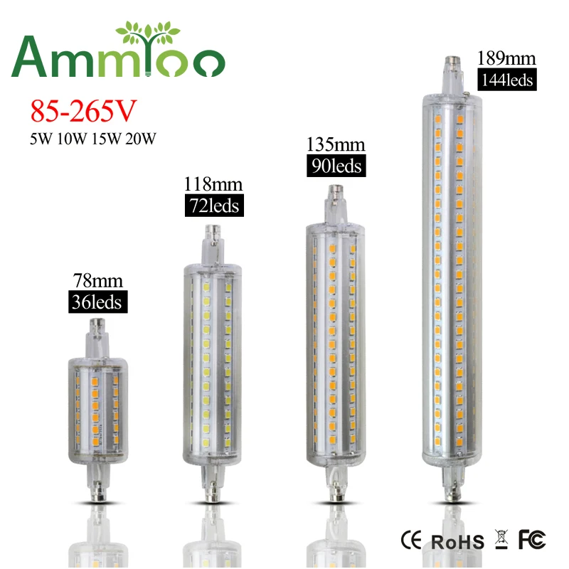 

R7S LED Bulb Lamp AC 85-265 Dimmable 5W 10W 15W 20W LED R7S Plug Corn Lamp 78mm 118mm 135mm 189 mm Spot light Replace Halogen