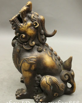

WBY 9" Folk Chinese Bronze Animals Lion PiXiu Unicorn Statue Incense Burner Censer