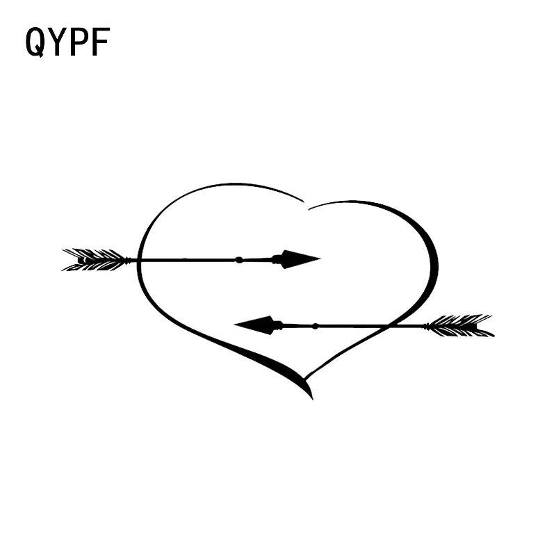 

QYPF 17.4*8.8CM Heart Shape Archery Feather Decor Car Sticker Silhouette Extreme Movement Vinyl C16-1704
