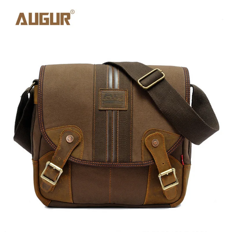 AUGUR Men Canvas Bags Vintage European Style Travel Men&#39;s Messenger Bag School Canvas Crossbody ...