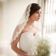 Романтическая 1,5 м короткая слоновая кость кружевная фата короткая свадебная фата Свадебные аксессуары