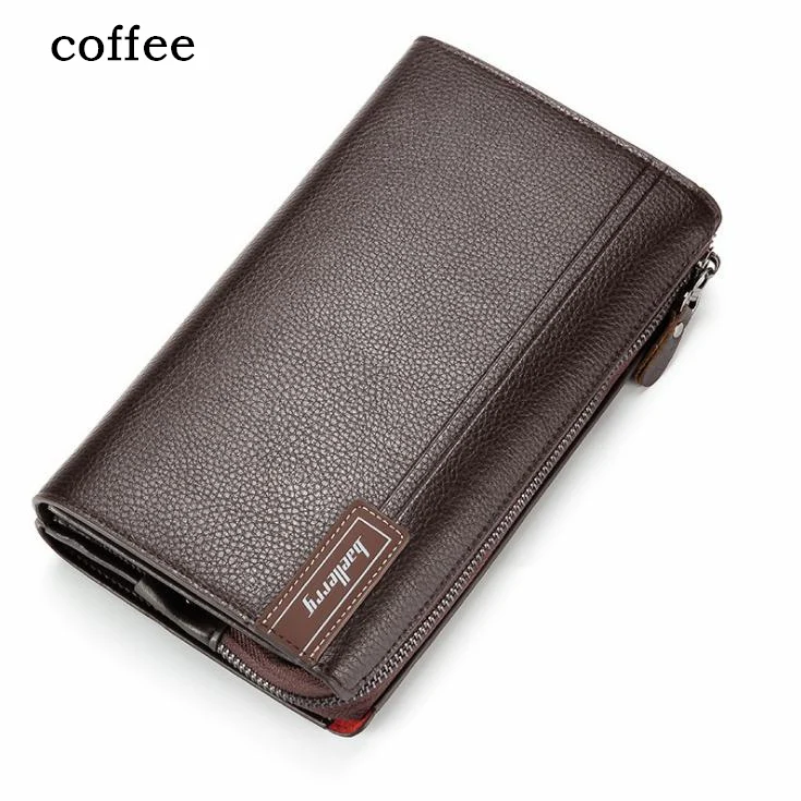 Baellerry Men Clutch Bag With Card Holder Fashion Long Zipper Men Wallets Coin Pocket Casual Business Male Clutch Phone Purse - Цвет: brown