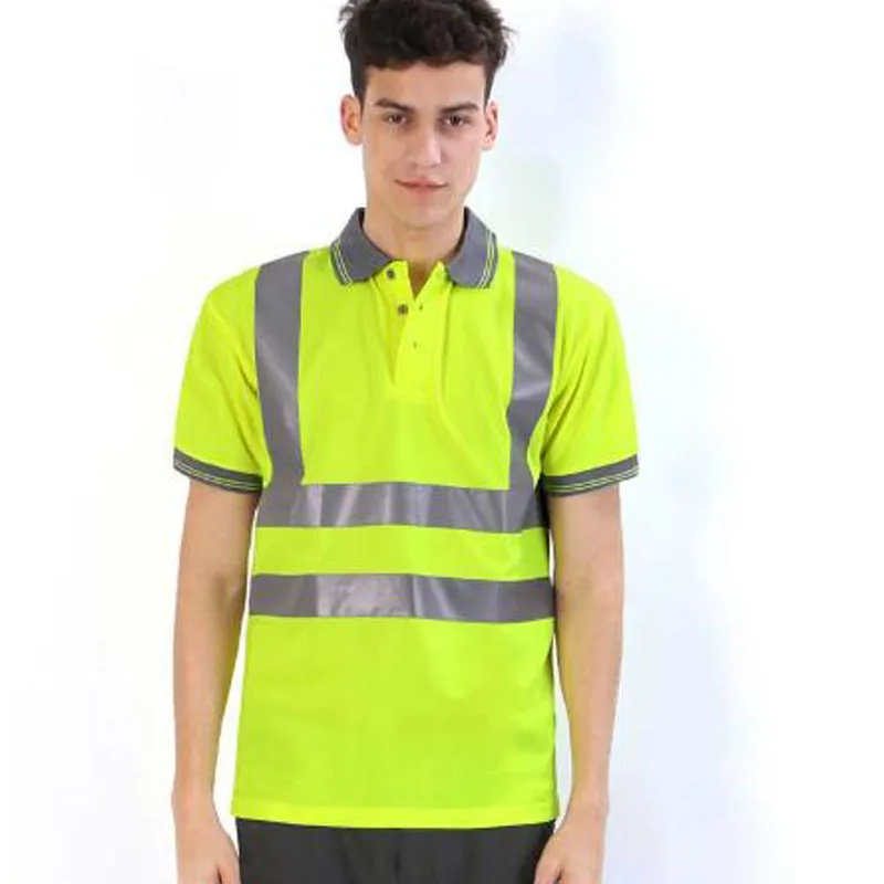 Защитная одежда Светоотражающая высокая видимость футболка для спецодежды с коротким рукавом флуоресцентная желтая Рабочая футболка быстросохнущая
