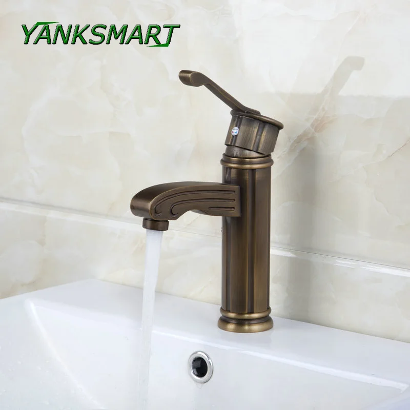 YANSKMART античная латунь с одной ручкой кухонный кран для раковины на бортике