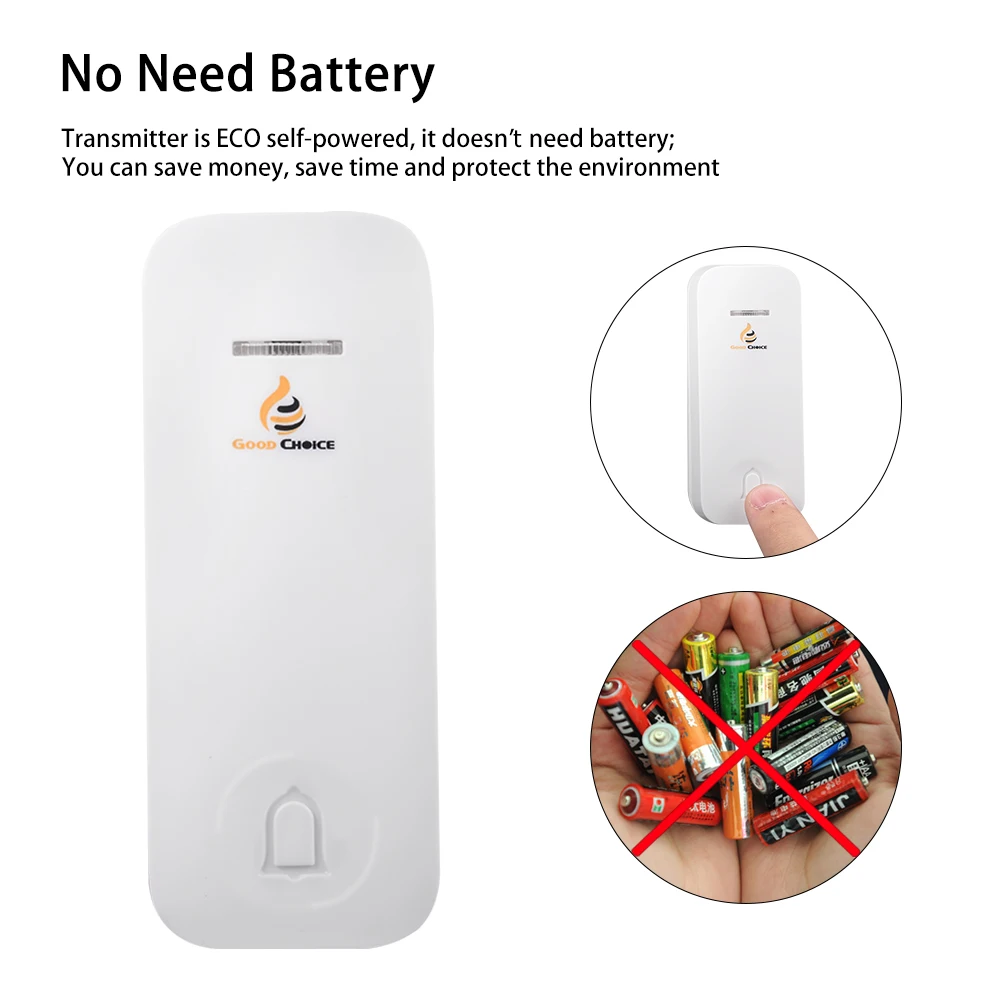 Wireless Doorbell Wireless Doorbell No Need Battery IP47 Waterproof Transmitter Button Plug-in Receiver 32 Ringtones