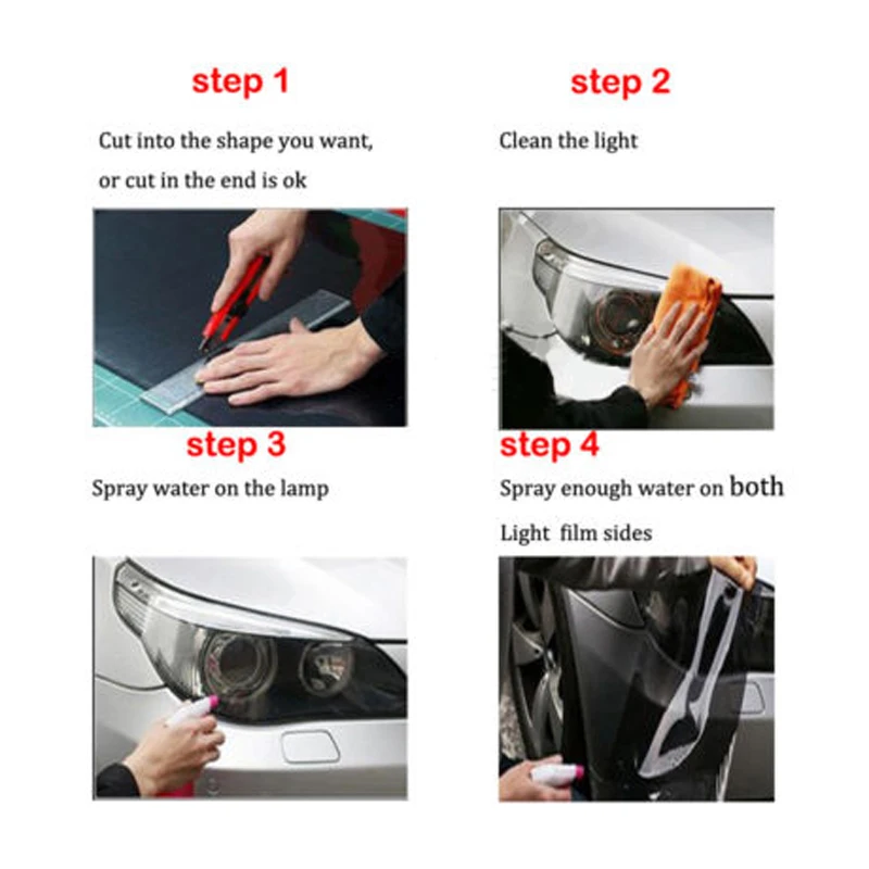 1pc 30x120cm Transparent Car Headlight Clear Tail Light Tint Vinyl Wrap Film Sheet DIY Accessories