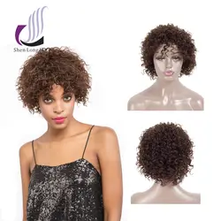 SHENLONG волос перуанский натуральные волосы парик кудрявый вьющиеся парик фабричного производства 100% волосы remy парик 8 дюйм(ов) ов) для черный
